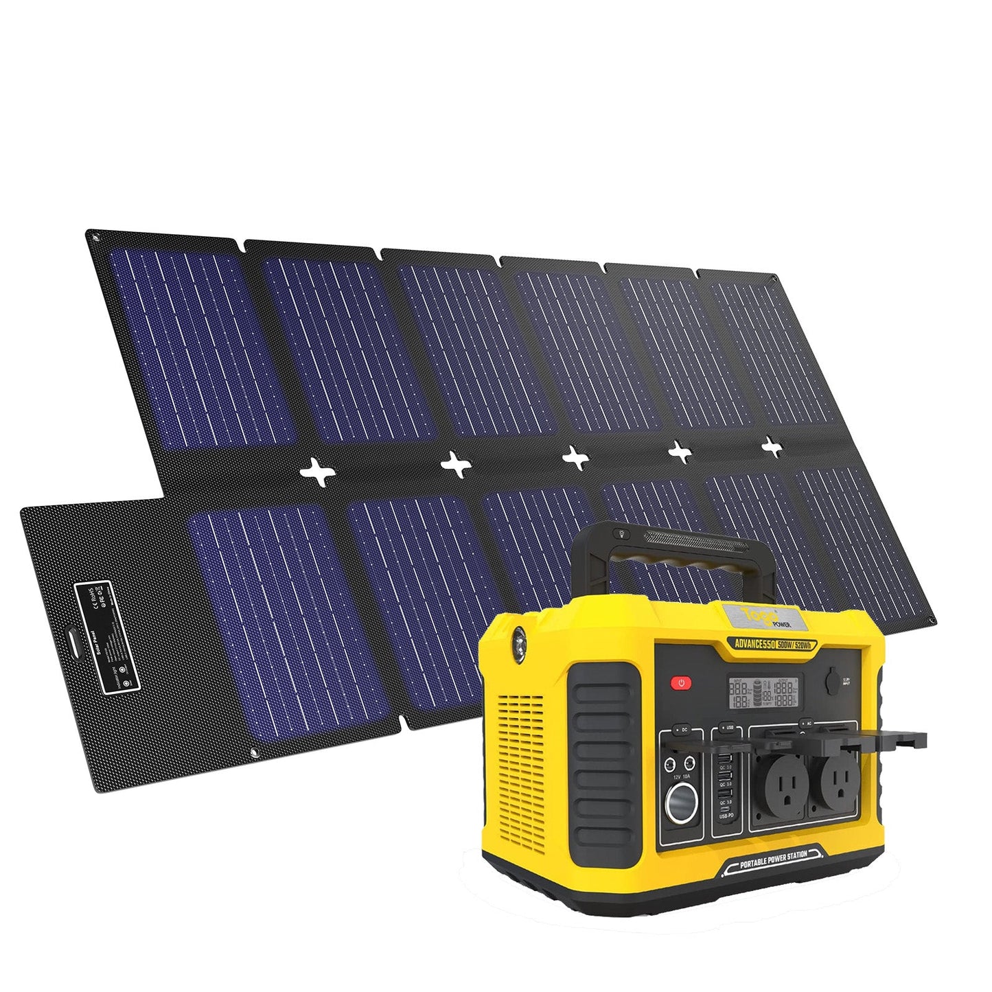 Togopower Power Station Advance550, 520wh with Yargopower 100W Solar Panel(YB) Included, For Outdoor, Camping, Hiking, Fishing, Power Outages, Travel, Hunting, Emergency