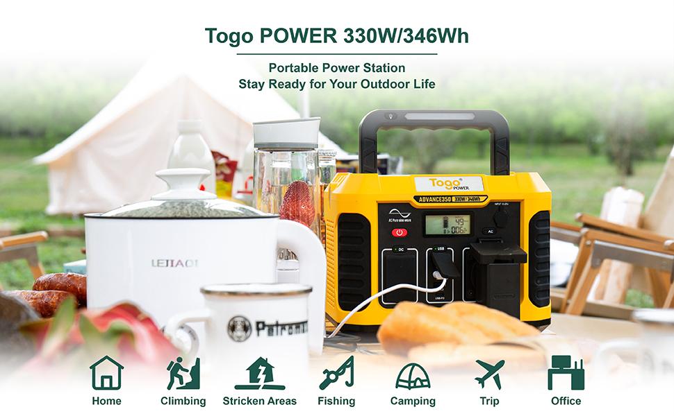 Togopower Power Station Advance350, 346wh with Yargopower 100W Solar Panel(YP) Included, Backup Lithium Battery for Outdoors Camping Travel Hunting Emergency